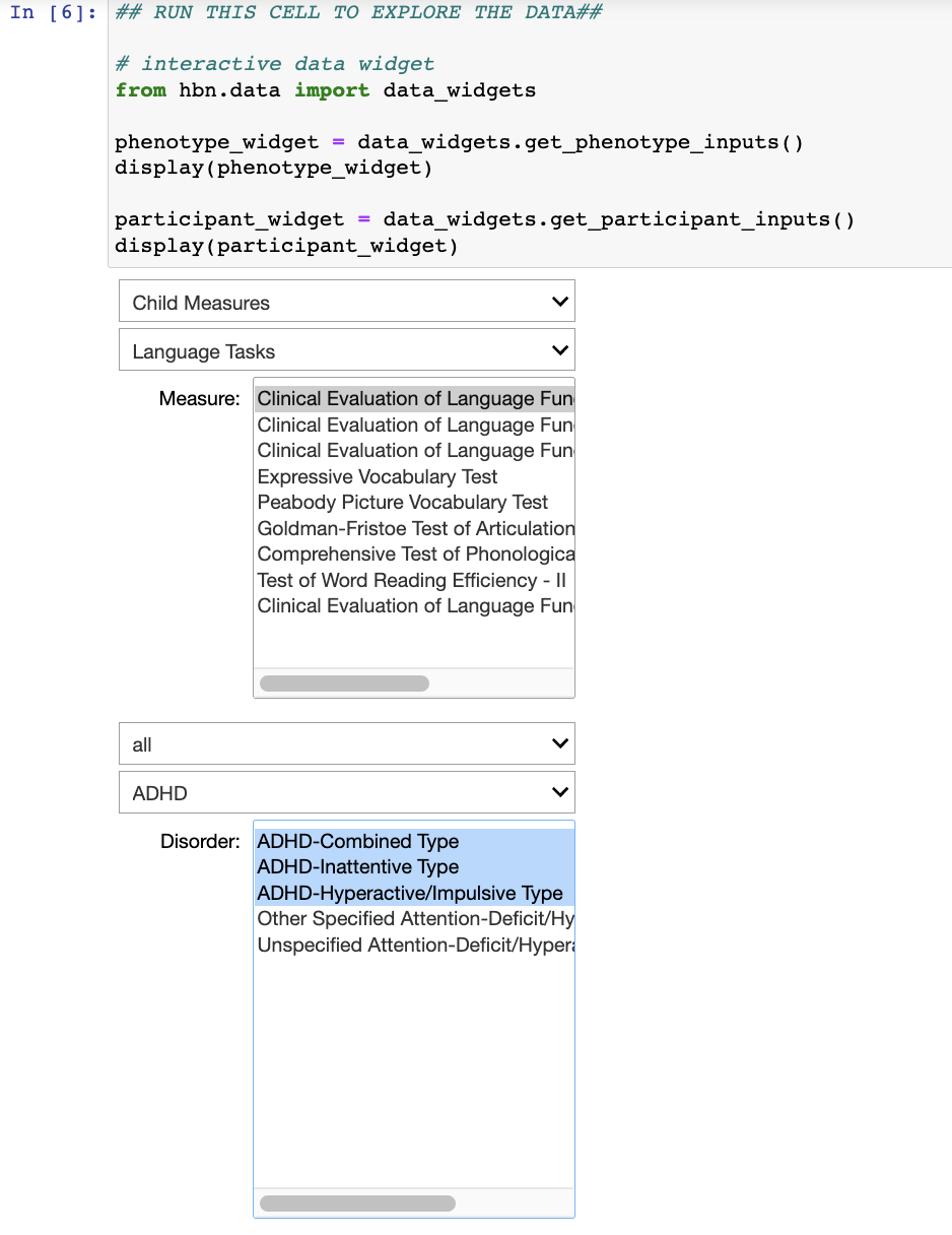 Data Exploration of HBN Data